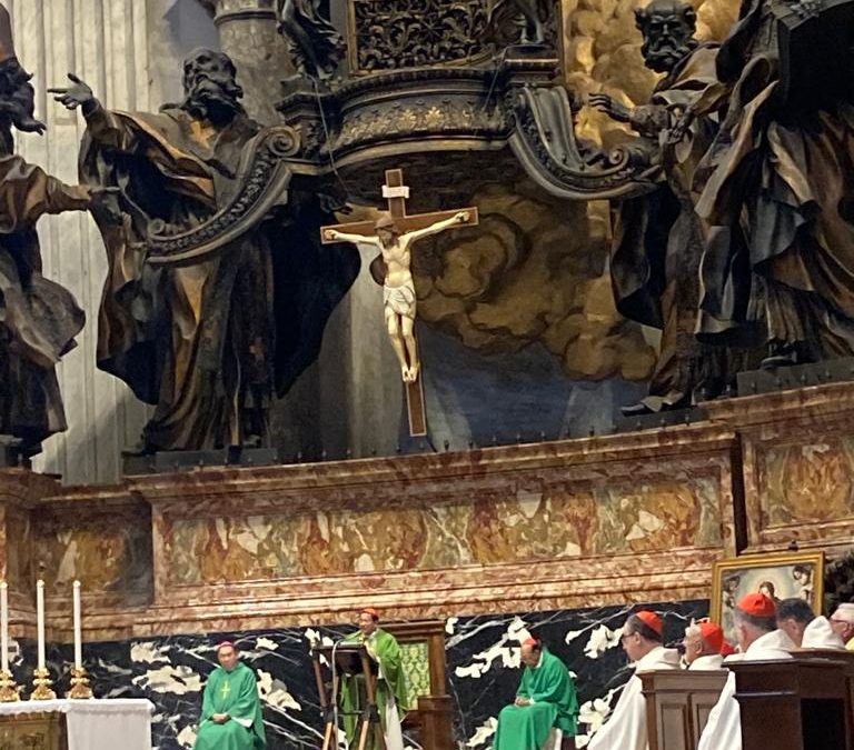 FABC President Cardinal Charles Bo presides over the Mass during the Synod at St Peter’s Basilica, October 23.